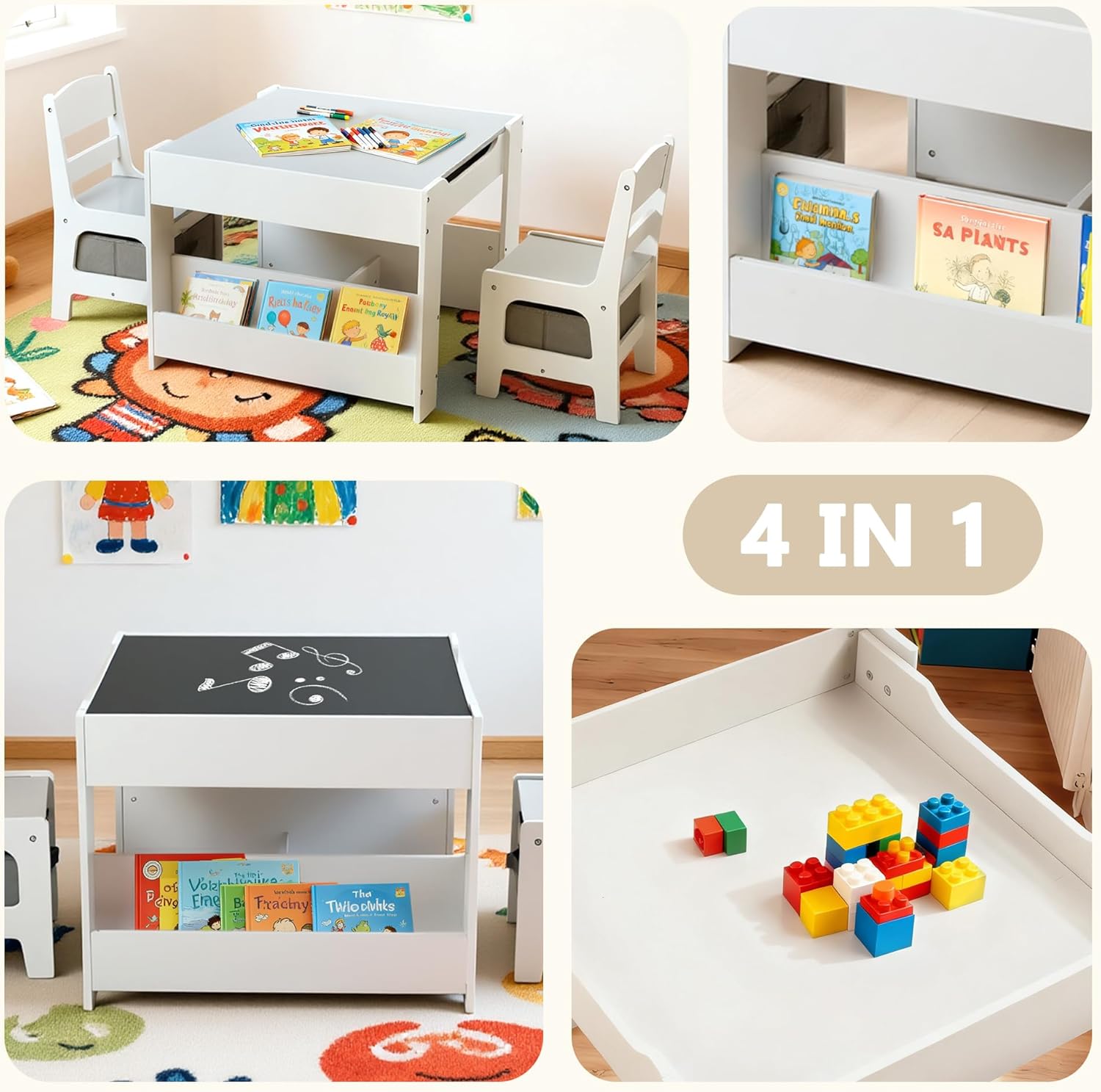 Kinder King Kids Wood Table & 2 Chairs Set